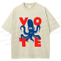Unisex Weird Octopus Vote Printed Washed Tee