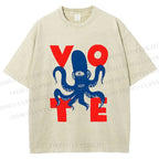 Unisex Weird Octopus Vote Printed Washed Tee