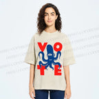 Unisex Weird Octopus Vote Printed Washed Tee
