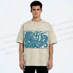 Unisex Vintage Octopus Printed Washed Tee