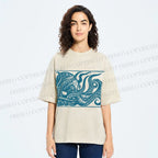 Unisex Vintage Octopus Printed Washed Tee