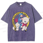 Unisex Female Warrior Sheep Printed Washed Tee