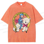 Unisex Female Warrior Sheep Printed Washed Tee