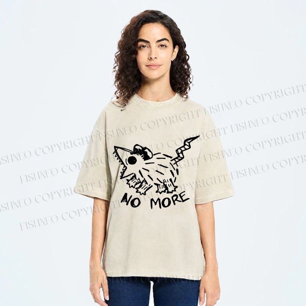 Unisex Screaming Opossum No More Printed Washed Tee