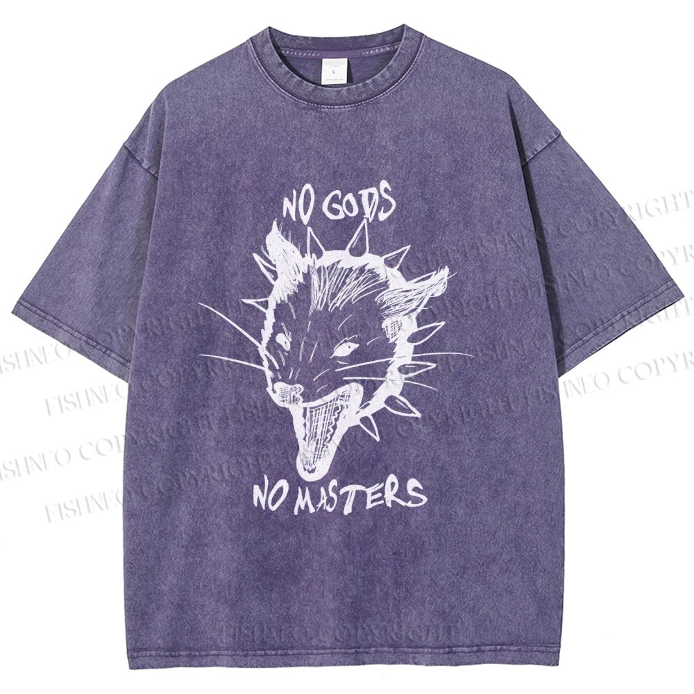 Unisex Silly Opossum Screaming No Gods No Maters Printed Washed Tee