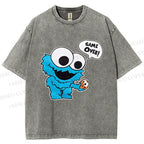 Unisex Cookie Monster Game Over Printed Washed Tee
