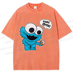 Unisex Cookie Monster Game Over Printed Washed Tee