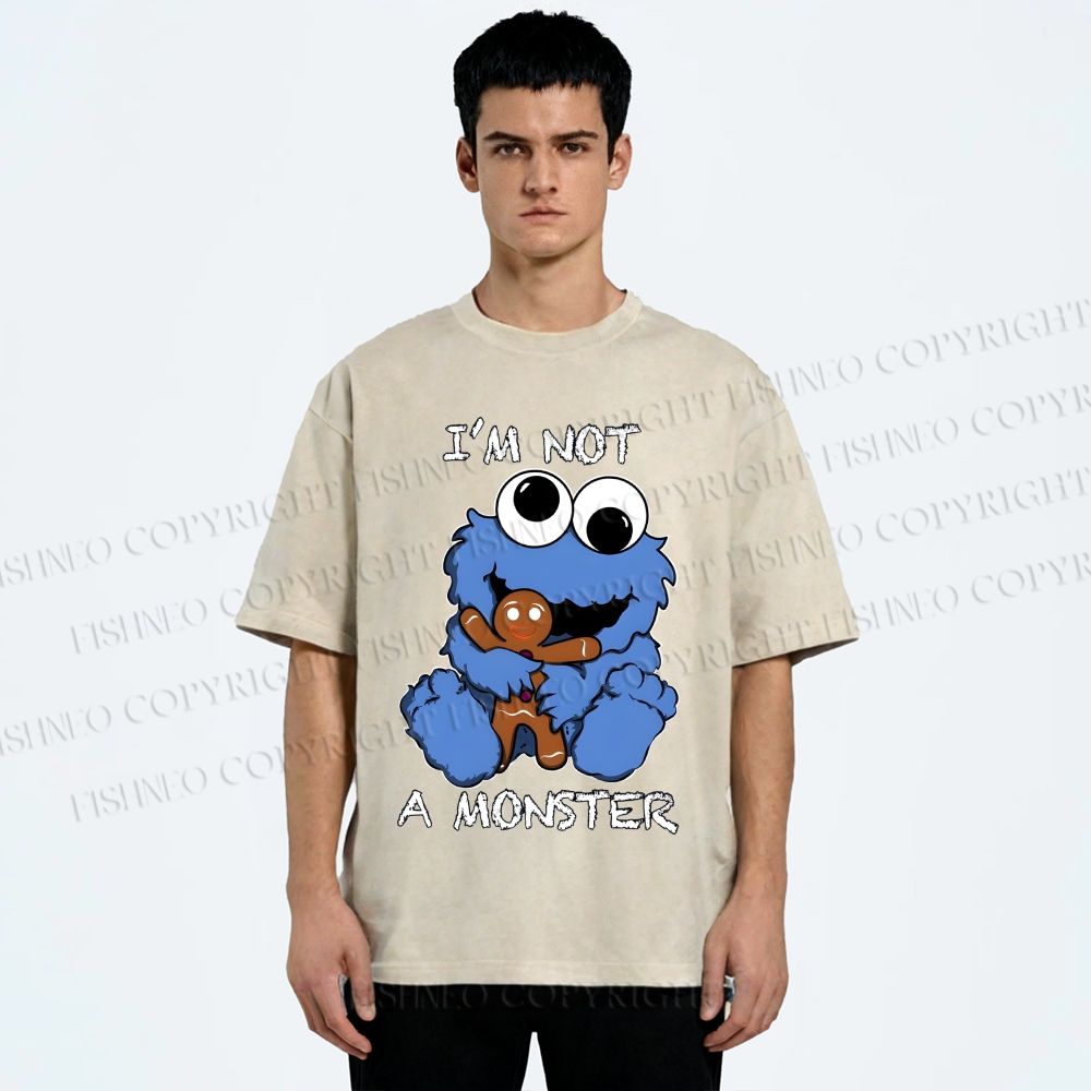 Unisex I'm Not A Monster Printed Washed Tee
