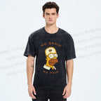 Unisex Silly Simpson No Brain No Pain Printed Washed Tee