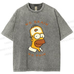 Unisex Silly Simpson No Brain No Pain Printed Washed Tee