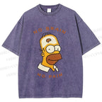 Unisex Silly Simpson No Brain No Pain Printed Washed Tee