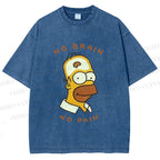 Unisex Silly Simpson No Brain No Pain Printed Washed Tee