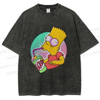 Unisex Weird Simpson Drinking Squishee Printed Washed Tee