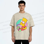 Unisex Weird Simpson Drinking Squishee Printed Washed Tee