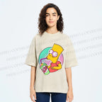 Unisex Weird Simpson Drinking Squishee Printed Washed Tee