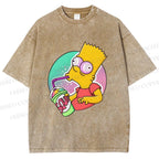Unisex Weird Simpson Drinking Squishee Printed Washed Tee