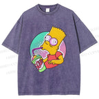 Unisex Weird Simpson Drinking Squishee Printed Washed Tee