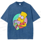 Unisex Weird Simpson Drinking Squishee Printed Washed Tee
