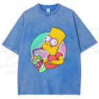 Unisex Weird Simpson Drinking Squishee Printed Washed Tee