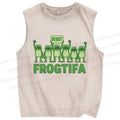 Unisex Resist Frog Printed Washed Tank Top