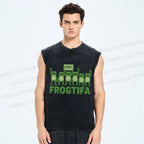 Unisex Resist Frog Printed Washed Tank Top
