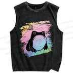 Unisex Grumpy Matsumoto Hoji Frog Printed Washed Tank Top