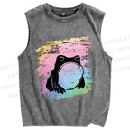Unisex Grumpy Matsumoto Hoji Frog Printed Washed Tank Top