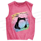 Unisex Grumpy Matsumoto Hoji Frog Printed Washed Tank Top