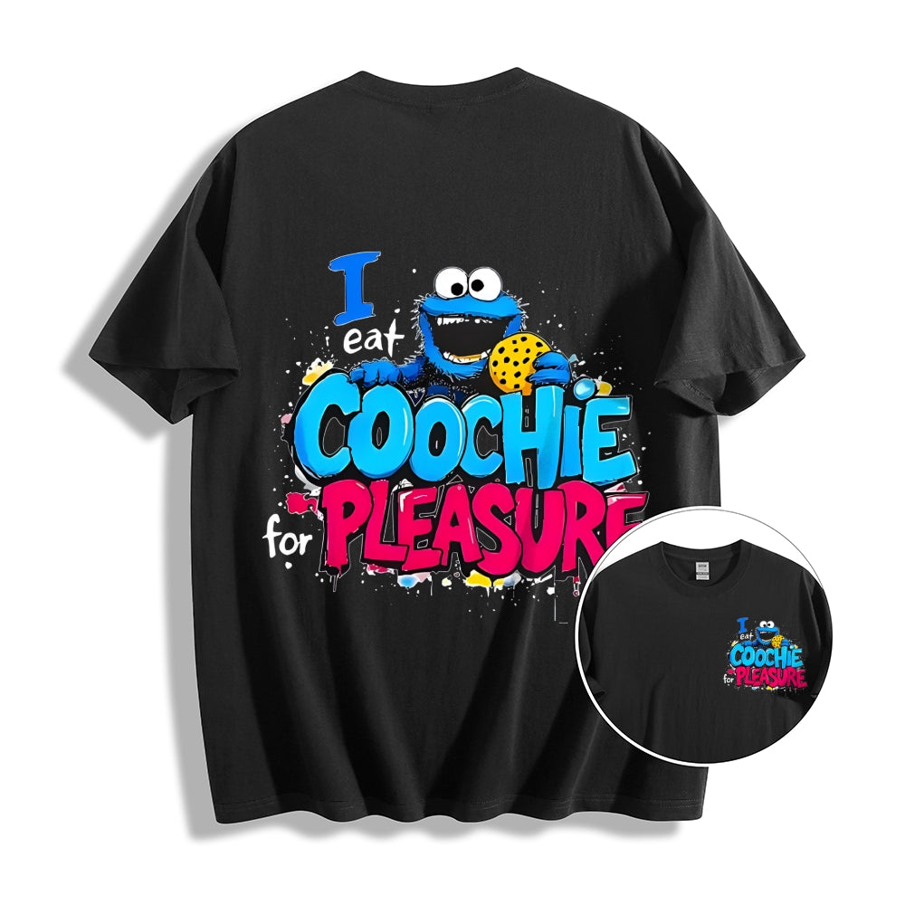 Unisex Double-sided I Eat Cookies For Pleasure Cookie Monster Printed Cotton Classic T-shirt