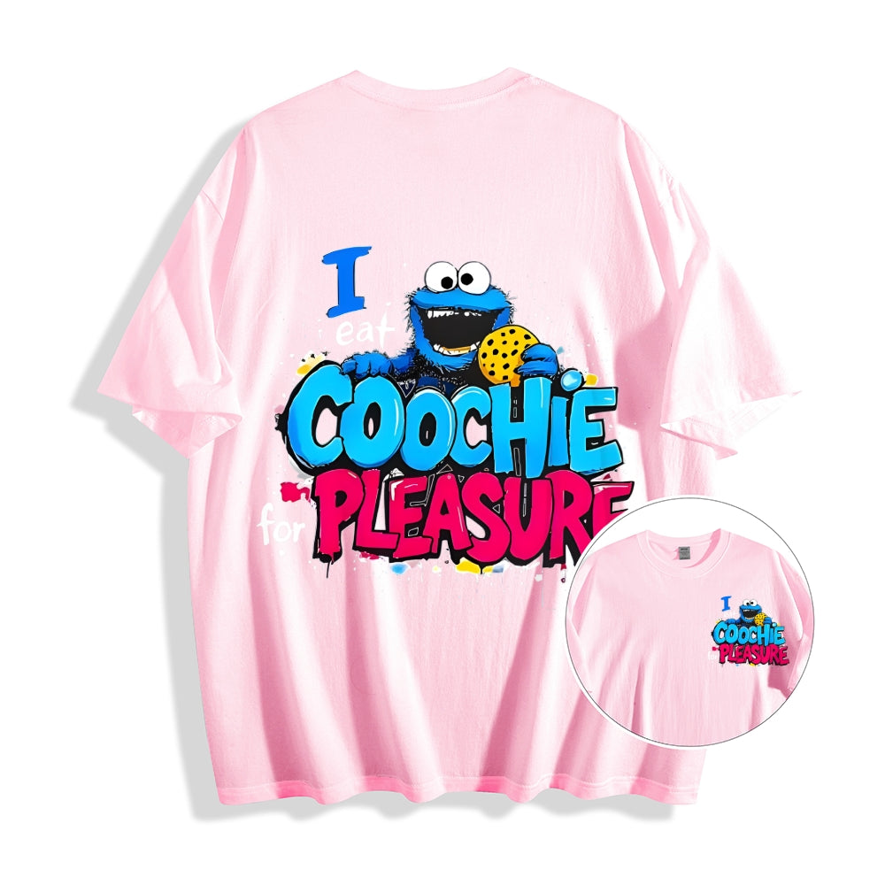 Unisex Double-sided I Eat Cookies For Pleasure Cookie Monster Printed Cotton Classic T-shirt