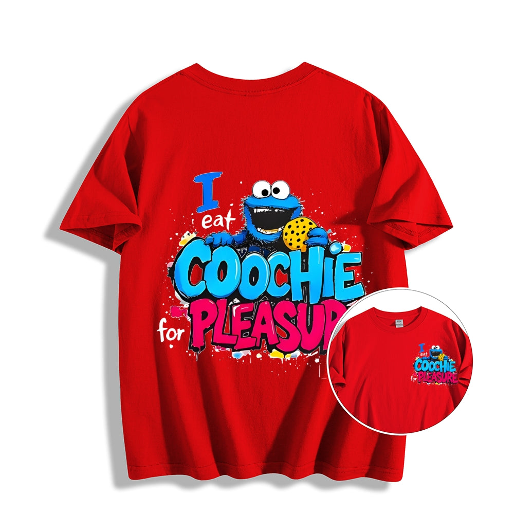 Unisex Double-sided I Eat Cookies For Pleasure Cookie Monster Printed Cotton Classic T-shirt