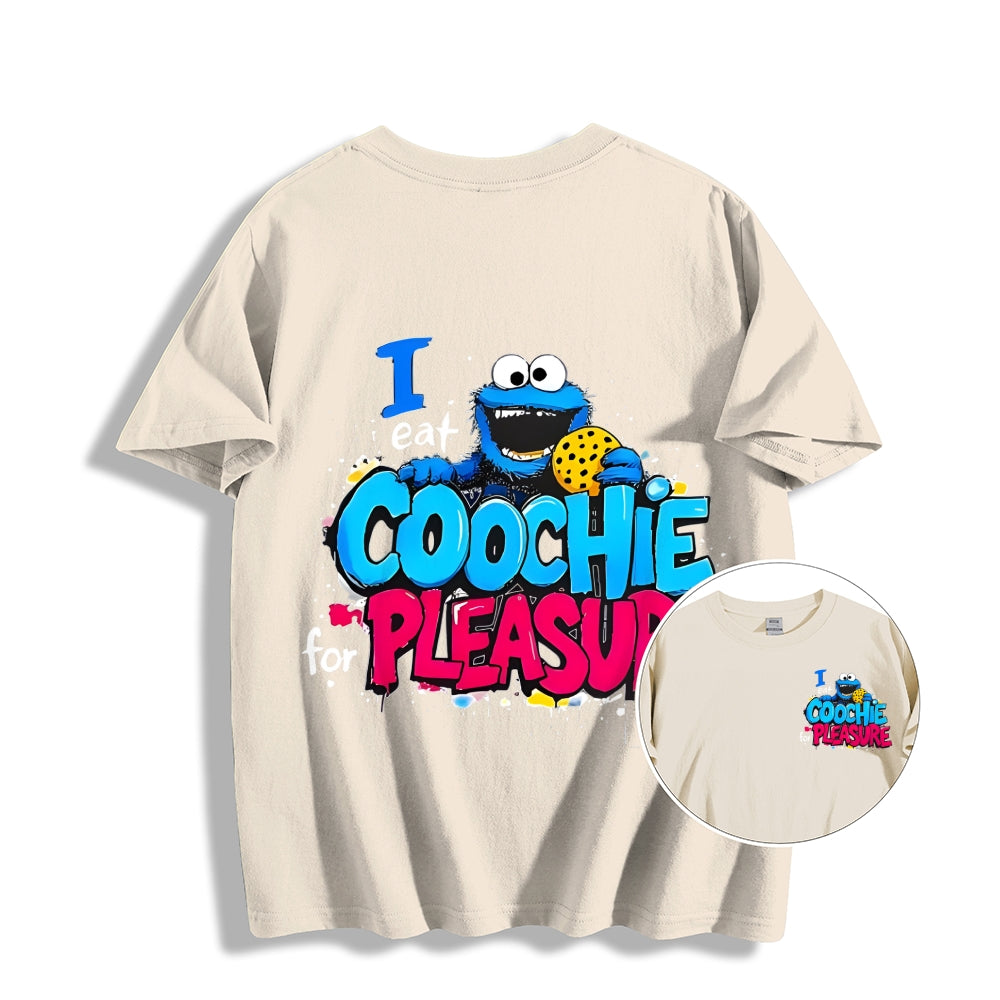 Unisex Double-sided I Eat Cookies For Pleasure Cookie Monster Printed Cotton Classic T-shirt