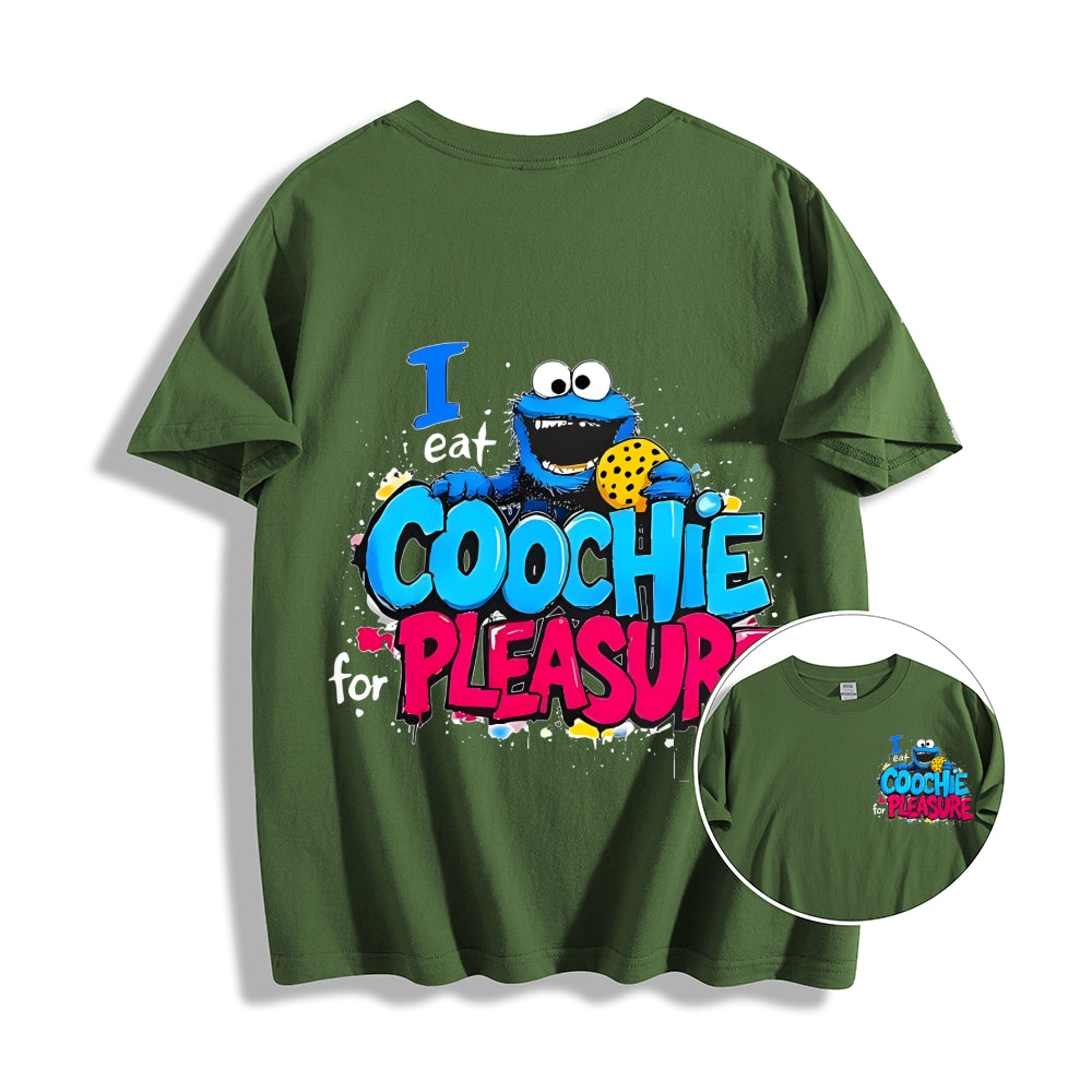 Unisex Double-sided I Eat Cookies For Pleasure Cookie Monster Printed Cotton Classic T-shirt