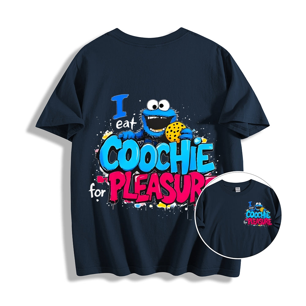 Unisex Double-sided I Eat Cookies For Pleasure Cookie Monster Printed Cotton Classic T-shirt