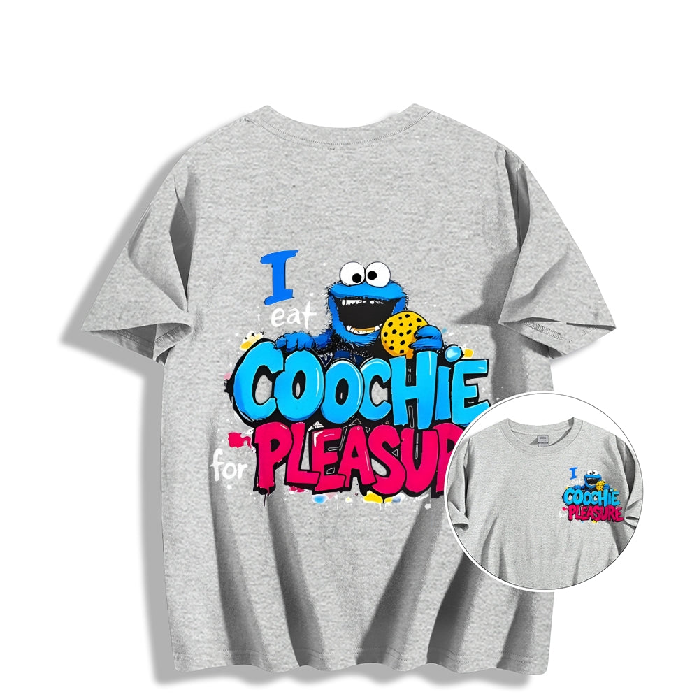 Unisex Double-sided I Eat Cookies For Pleasure Cookie Monster Printed Cotton Classic T-shirt