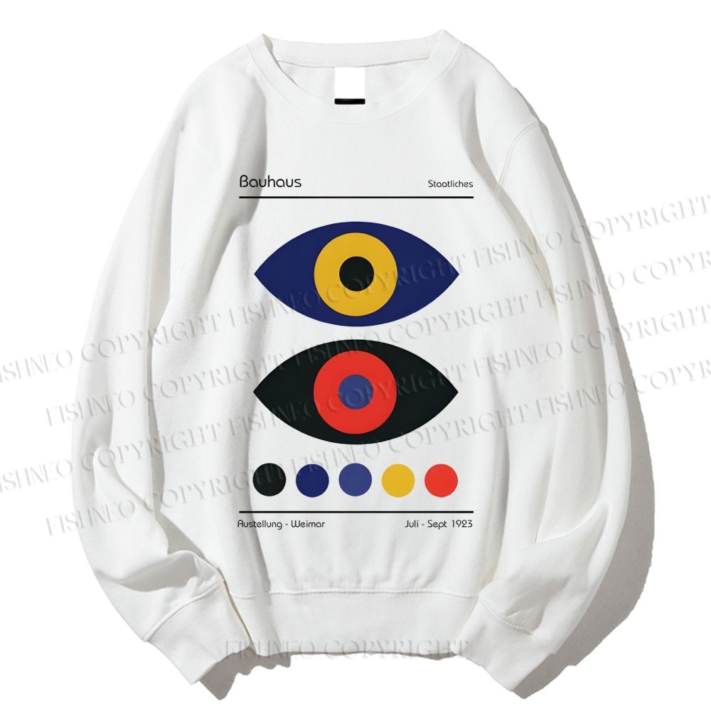 Unisex Bauhaus Colorful Art Eyes Printed Sweatshirt
