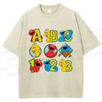 Unisex Elmo Cookie Monster Big Bird Printed Washed Tee