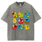 Unisex Elmo Cookie Monster Big Bird Printed Washed Tee