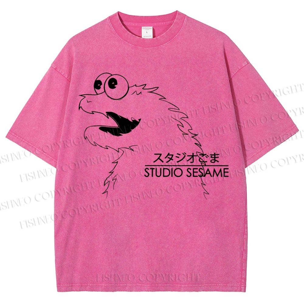 Unisex Sesame Cookie Monster Printed Washed Tee