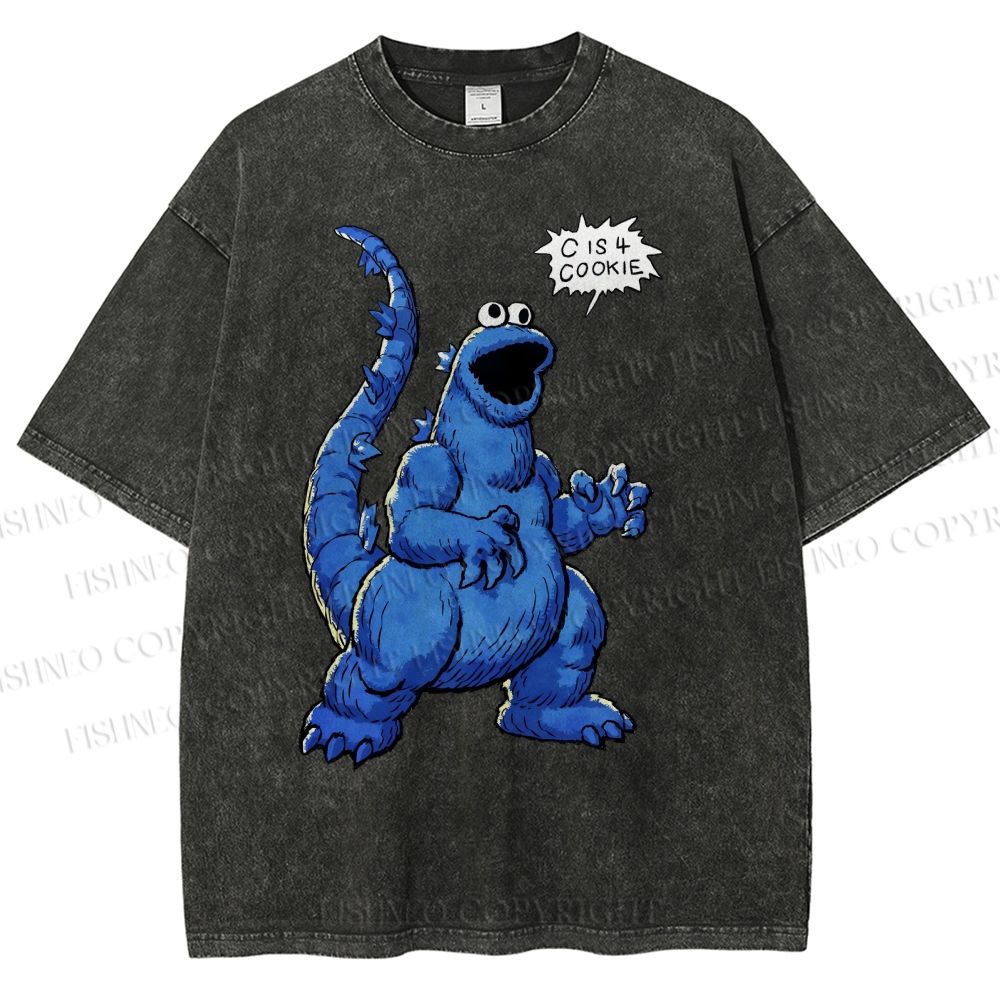 Unisex Cookie Monster C Is Cookie Printed Washed Tee