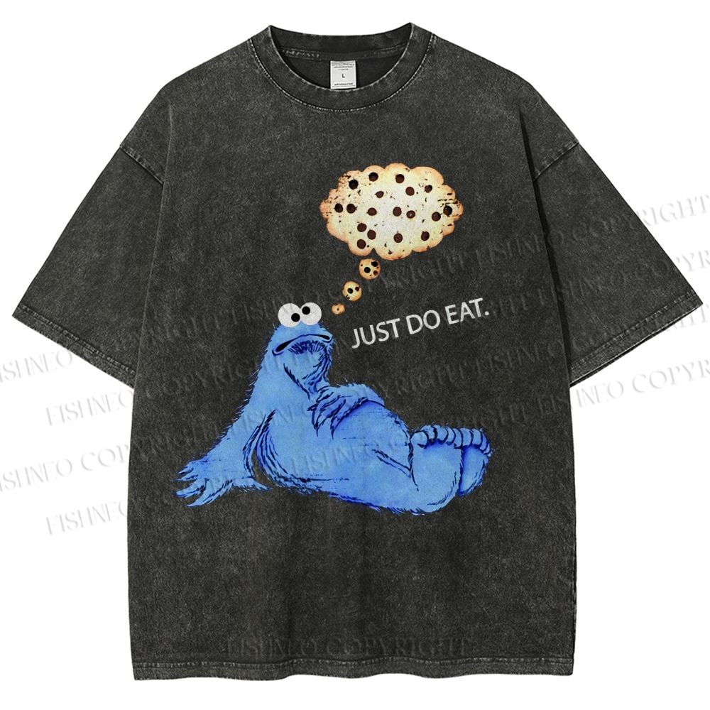 Unisex Just Do Eat Cookie Monster Printed Washed Tee