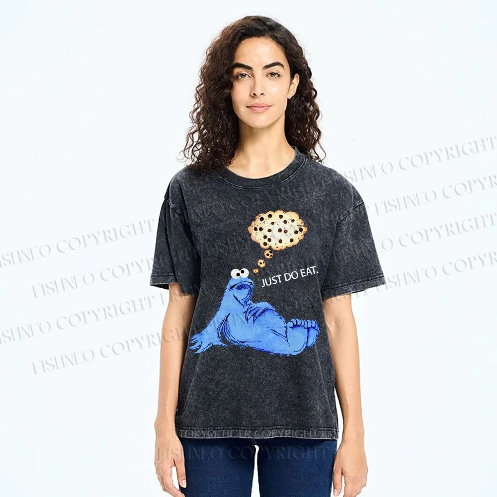 Unisex Just Do Eat Cookie Monster Printed Washed Tee