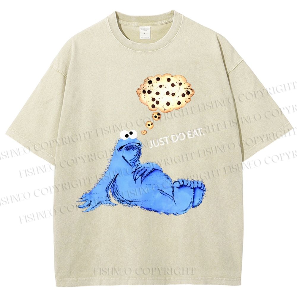 Unisex Just Do Eat Cookie Monster Printed Washed Tee
