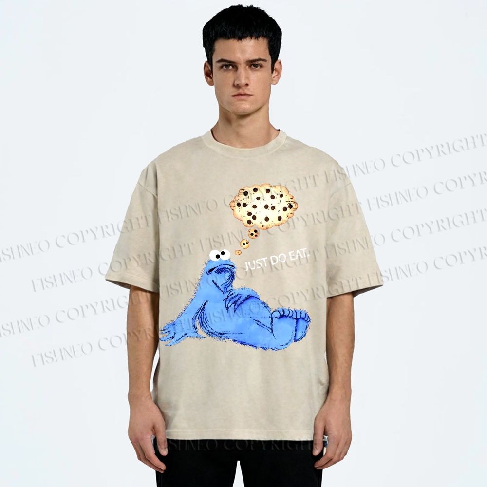 Unisex Just Do Eat Cookie Monster Printed Washed Tee