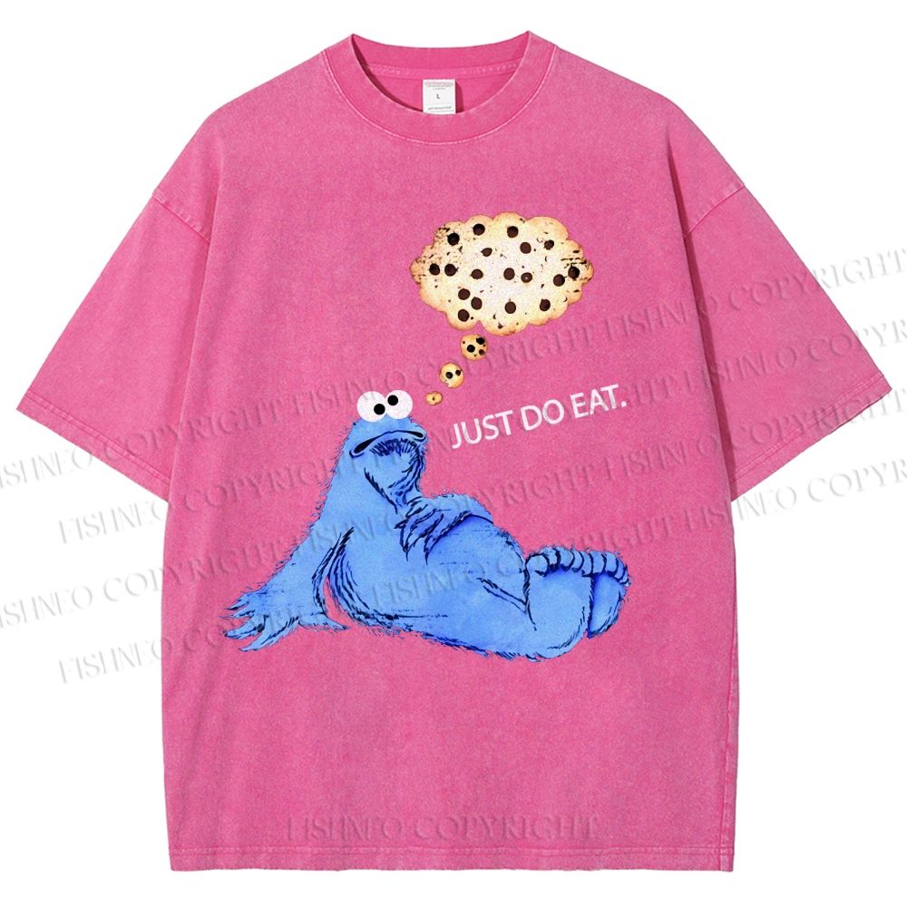 Unisex Just Do Eat Cookie Monster Printed Washed Tee