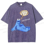 Unisex Just Do Eat Cookie Monster Printed Washed Tee