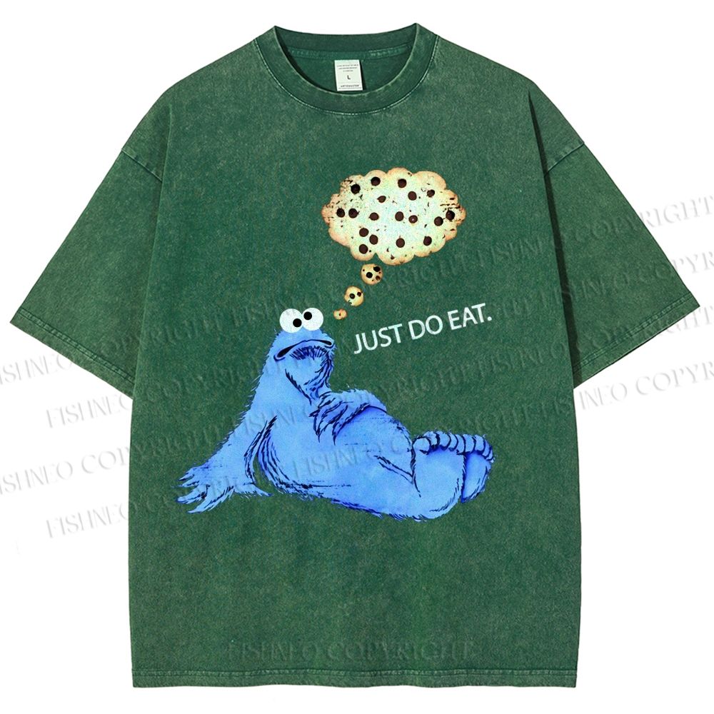 Unisex Just Do Eat Cookie Monster Printed Washed Tee