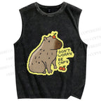 Unisex Capybara Carry Fruits Dont Worry Be Cappy Printed Washed Tank Top
