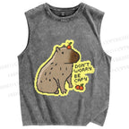 Unisex Capybara Carry Fruits Dont Worry Be Cappy Printed Washed Tank Top