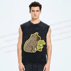 Unisex Capybara Carry Fruits Dont Worry Be Cappy Printed Washed Tank Top